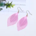 Doppellagige Blatt Metall Ohrringe rosa Quaste Retro Stil Ohrgehaenge Mode Schmuck fuer Damen - Rosa