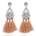 Vintage Strass Ohrringe mit schicken Pfirsich Quasten, bohemischer Statement Schmuck. - Kaffeebraun
