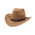 Cappello da cowboy in feltro a tesa larga con fibbia in metallo per autunno inverno. - M（56-58cm） / Kaki