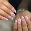 Almond press on nails French manicure elegant 3D white floral design fake nail tips set - 3D White Flower Short Almond Style (JP4286)