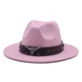 Chapeau feutre rose avec decor tete de taureau style western jazz pour hommes femmes - M (56-58cm) / Rose