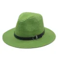 Groene strohoed voor heren en dames, zomer strand zonnehoed opvouwbare fedora pet. - M (56-58cm) / Groen
