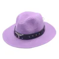 Chapeau de paille cowboy western violet pour femmes, fedora de plage anti-soleil respirant. - M (56-58cm) / Violet