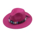 Cappello da cowboy western rosa da donna, elegante cappello da sole estivo con perline. - M（56-58cm） / Rosso rosa