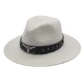 Elégant Chapeau de Cowboy en Paille Western d'Ete pour Femme Plage Protection Solaire - M (56-58cm) / Crème