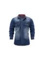 Camicia da uomo casual in denim a manica lunga vintage lavata con tasche sul petto - Taglia S / Top / Azzurro
