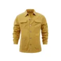 Giacca utility casual da uomo in puro cotone con tasche multiple bavero e bottoni. - Taglia S / Top / Curcuma