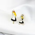 DIY Lega Smalto Alice ciondoli gioielli accessori simpatico ciondolo cartone animato - Ragazza Nera Grande