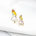 Alice smalto lega charms fai da te gioielli ciondolo orecchini placcato oro 2pz - Ragazza Rosa Grande