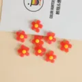 Red and yellow resin flower charms, cute DIY handmade accessories for phone chain jewelry. - Red