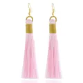 Lange rosa Quasten Ohrringe mit goldenen Details, elegante bohemian Stil Schmuck. - Neu-Rosa