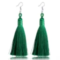 Elegante grüne handgemachte Quasten Ohrringe Detailansicht, lange Boho Ohrringe für Damen Stil. - Grün