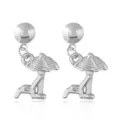 Silberne Strandstuhl Schirm Ohrringe Neuheit Sommer Schmuck Accessoire Detailansicht - Kleiner Regenschirm