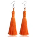 Böhmische handgemachte geknotete lange Quasten Ohrringe für Damen, leuchtend orangefarben. - Orange