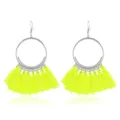 Böhmische neon gelbe Quasten Creolen Ohrringe Mode Schmuck Accessoire für Damen Statement. - Silber + Fluoreszierendes Grün