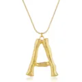 Goldfarbene Halskette mit Anhänger in Bambusoptik Buchstabe A und Schlangenkette Detail. - Buchstabe A / Gold