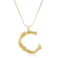Goldfarbene Buchstaben-C-Anhänger-Halskette mit einzigartigem Bambus-Design für Damen. - Buchstabe C / Gold