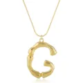 Goldene Bambus Buchstabe G Anhänger Halskette mit feiner Schlangenkette Modeschmuck Detail. - Buchstabe G / Gold