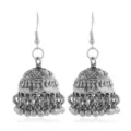 Vintage ασημένια ινδικά σκουλαρίκια jhumka boho εθνοτικά κουδούνια φούντα για γυναίκες. - Αντίκα Ασημί