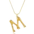 Goldfarbene Zweig-Stil Buchstaben M Anhänger Halskette, Punk Statement Schlüsselbein Schmuck. - Buchstabe M / Gold