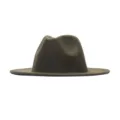 Klassischer Wollfilzhut mit breiter Krempe, elegantes Herbst Winter Modeaccessoire. - Erwachsene (56-58cm) / Armeegrün
