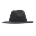 Dunkelgrauer Wolle Fedora Hut Detailaufnahme, hochwertige Filz Textur, elegante Winter Mode. - Erwachsene (56-58cm) / Dunkelgrau