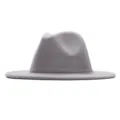 Grauer Woll-Fedora-Hut für Damen, breite Krempe, klassischer Jazz-Hut, elegante Herbst-Kopfbedeckung. - Erwachsene (56-58cm) / Grau
