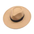 Klassischer breiter Filzhut Fedora für Damen und Herren, Vintage Woll-Gentlemanhut. - M (56-58cm) / Camel