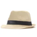 Classic straw fedora hat for men and women outdoor sun protection rolled brim sun hat - M (56-58cm) / Beige