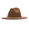 Klassischer brauner Woll-Fedora-Hut mit breiter Krempe, elegant und stilvoll im Winter. - Erwachsene (56-58cm) / Khaki