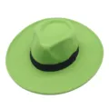 Klassischer grüner Wollfilz-Fedora-Hut mit breiter Krempe, Detailansicht im Retrostil. - M (56-58cm) / Grün