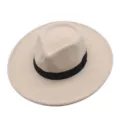Breitkrempiger Filzhut Vintage Herrenhut elegante Kopfbedeckung modisches Accessoire stilvoll - M (56-58cm) / Beige