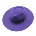 Detailansicht eines violetten Schlapphutes mit schwarzem Band, Vintage Wollfilzhut. - M (56-58cm) / Dunkellila