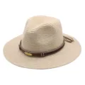Klassieke strooien fedora hoed voor dames en heren, stijlvolle zon bescherming strand hoed. - M (56-58cm) / Beige