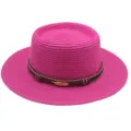 Damen rosa Strohhut flacher Top Sonnenhut Strand Urlaub Outdoor stilvoller Sonnenschutz Sommerhut - M (56-58cm) / Fuchsia