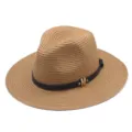Unisex Mode Strohhut für Sommer Outdoor Strand Reisen, lässiger Sonnenschutz Sonnenhut. - M (56-58cm) / Khaki