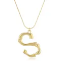 Punk-Stil goldener Buchstabe S Anhänger Halskette, asymmetrische Statement Kette für Damen. - Buchstabe S / Gold
