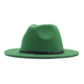 Πράσινο μάλλινο καπέλο fedora για γυναίκες, vintage βρετανικό καπέλο jazz με μαύρη ζώνη. - M (56-58cm) / Πράσινο