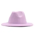Lavendelfarbener Wollfilz Fedora Hut für Damen, eleganter breiter Winter Freizeithut. - Erwachsene (56-58cm) / Hellviolett