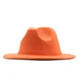 Stilvoller orangefarbener Damen Filzhut Fedora mit breiter Krempe fur Herbst und Winter. - Erwachsene (56-58cm) / Orange