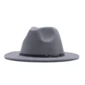 Κομψό Γκρι Μάλλινο Καπέλο Fedora για Γυναίκες Χειμώνας Vintage Jazz Στυλ Παραλλαγή - M (56-58cm) / Γκρι