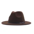 Κλασικό καπέλο fedora από μαλλί σε καφέ χρώμα για γυναίκες, vintage βρετανικό στιλ. - M (56-58cm) / Καφέ