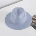 Sommer hellblaue Strohhut Fedora fur Damen, modischer Strand Sonnenschutz Sonnenhut. - M (56-58cm) / Hellblau