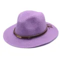 Paarse strooien fedora zonnehoed voor de zomerse buitenstrand vakantie stijlvol. - M (56-58cm) / Paars