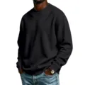 Schwarzer Herren Pullover mit Rundhalsausschnitt, minimalistisch für Alltag und Freizeit im Herbst. - S / Oberteile / Schwarz