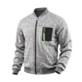 Men's grey knit bomber jacket casual outerwear with zipper pockets autumn winter - M / Tops / Light Gray