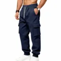 Pantaloni della Tuta Cargo Casual Blu Marino da Uomo con Coulisse e Tasche Variante - Taglia S / Pantaloni e gonne / Blu Notte