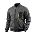 Mens knit bomber jacket with zipper pocket casual winter warm outerwear grey top. - Dark Gray