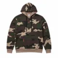 Herren europäische Größe Camouflage Fleece Kapuzenpullover mit mehreren Taschen Detail. - M / Oberteile / Armeegrün Camo