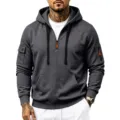 Herren Dunkelgrauer Kapuzenpullover Viertelreißverschluss Taktischer Fleece Hoodie - Dunkelgrau